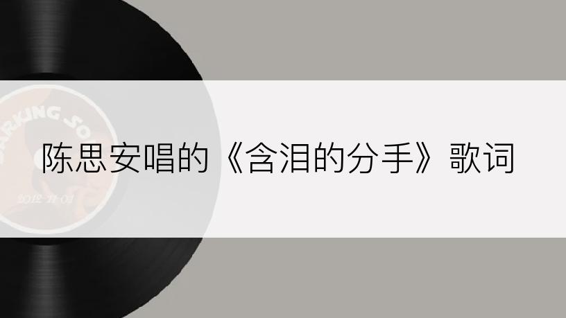 陈思安唱的《含泪的分手》歌词