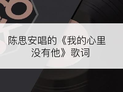 陈思安唱的《我的心里没有他》歌词