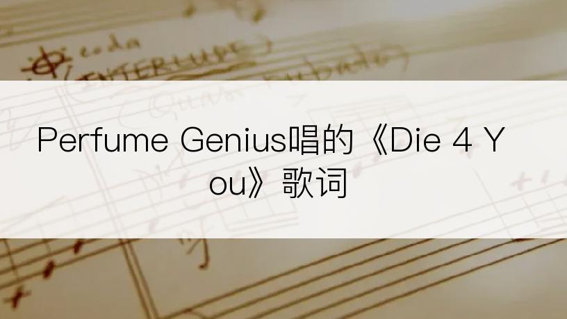 Perfume Genius唱的《Die 4 You》歌词