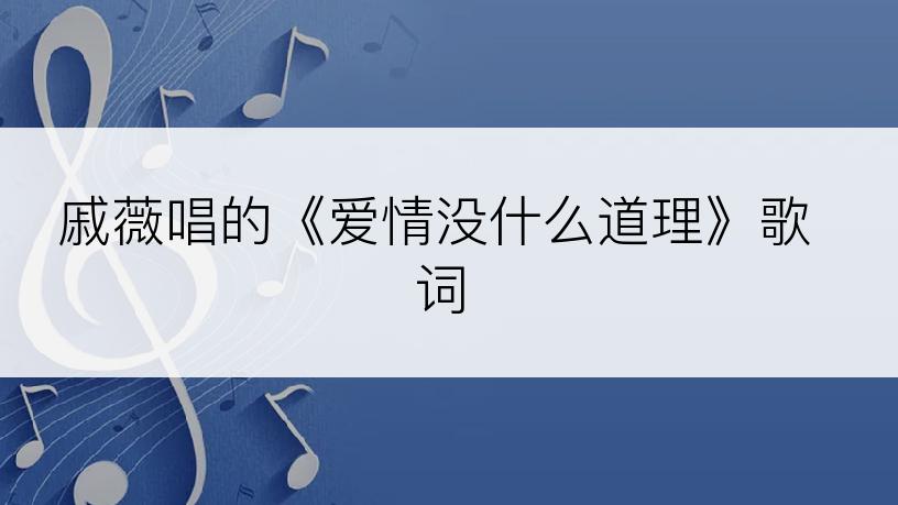 戚薇唱的《爱情没什么道理》歌词