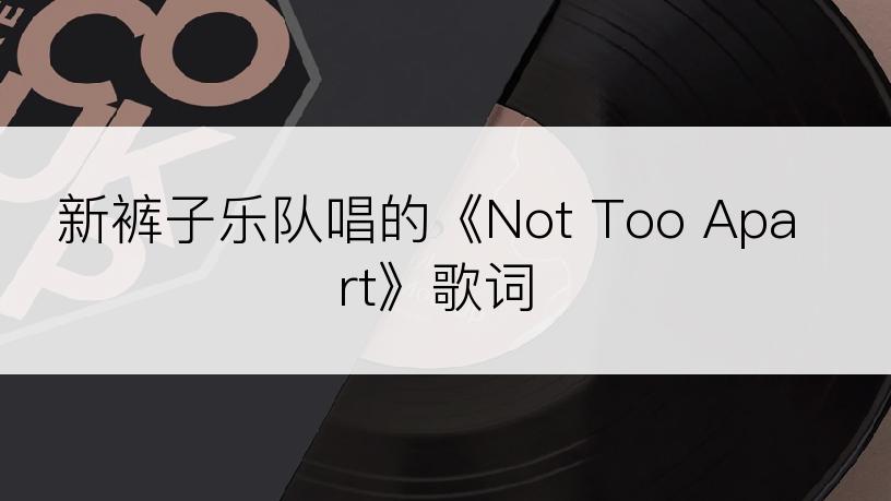 新裤子乐队唱的《Not Too Apart》歌词