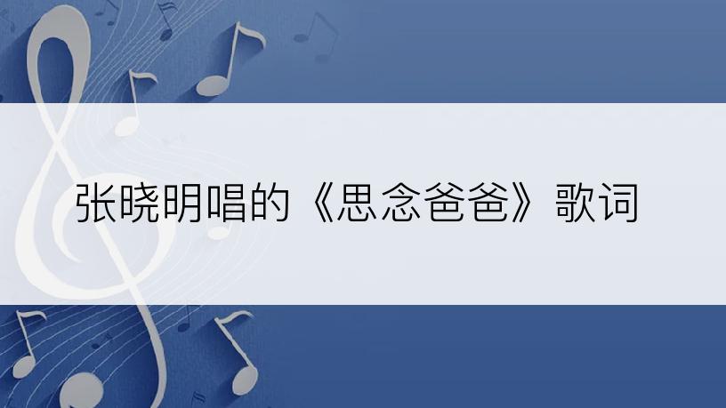 张晓明唱的《思念爸爸》歌词