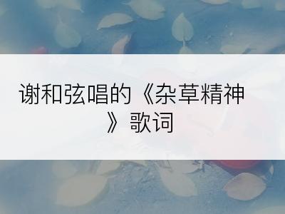 谢和弦唱的《杂草精神》歌词