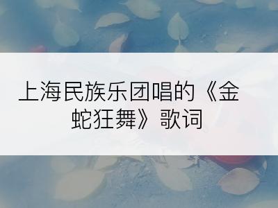 上海民族乐团唱的《金蛇狂舞》歌词