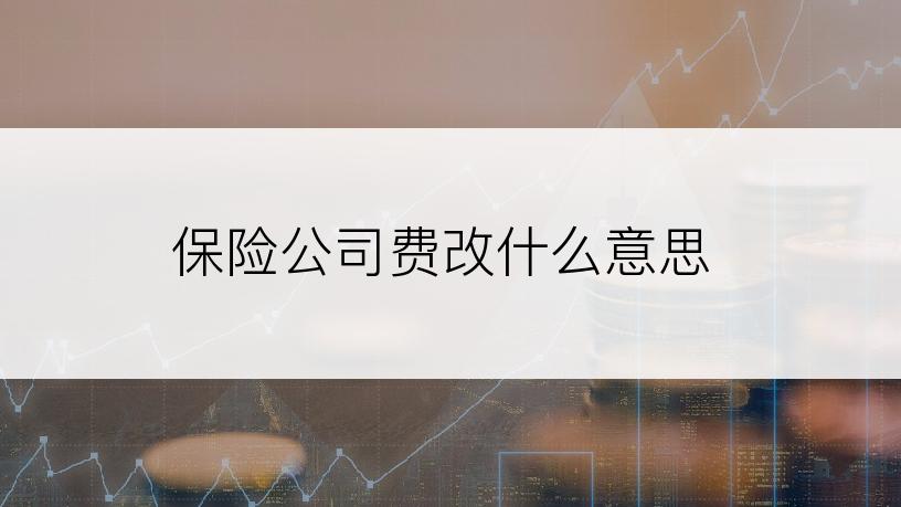 保险公司费改什么意思