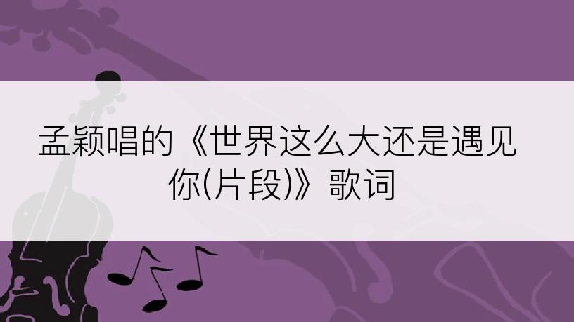 孟颖唱的《世界这么大还是遇见你(片段)》歌词