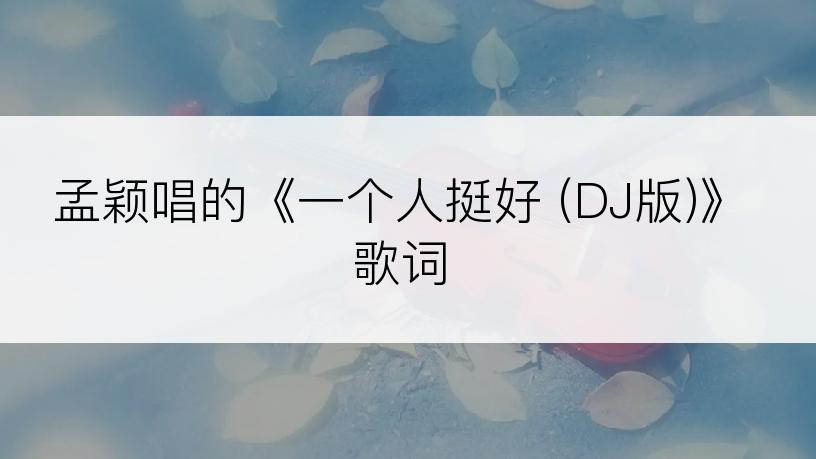 孟颖唱的《一个人挺好 (DJ版)》歌词