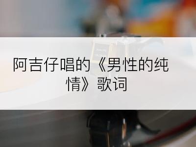 阿吉仔唱的《男性的纯情》歌词