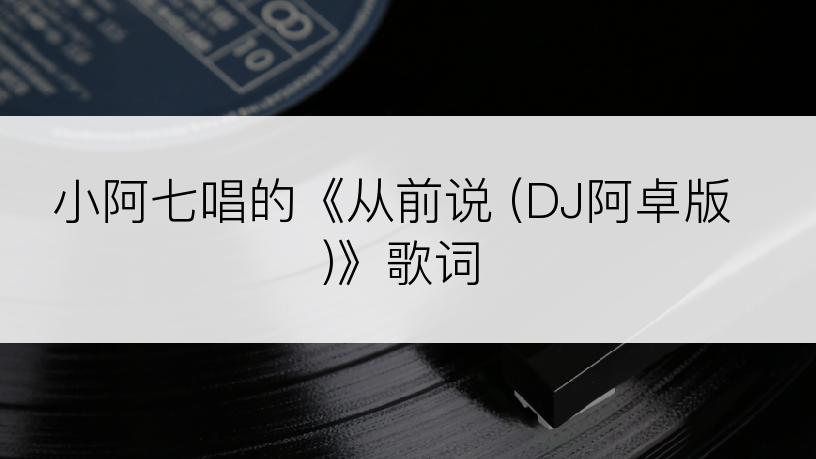 小阿七唱的《从前说 (DJ阿卓版)》歌词