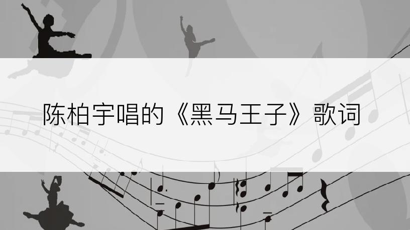 陈柏宇唱的《黑马王子》歌词