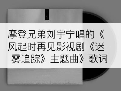 摩登兄弟刘宇宁唱的《风起时再见影视剧《迷雾追踪》主题曲》歌词