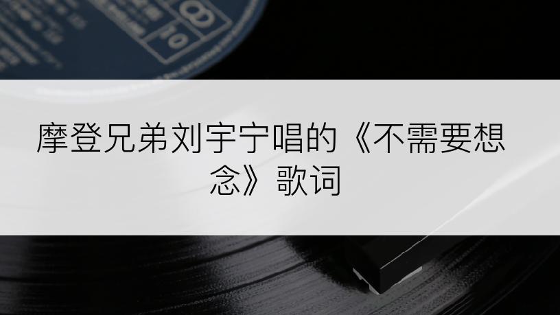 摩登兄弟刘宇宁唱的《不需要想念》歌词