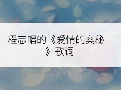 程志唱的《爱情的奥秘》歌词