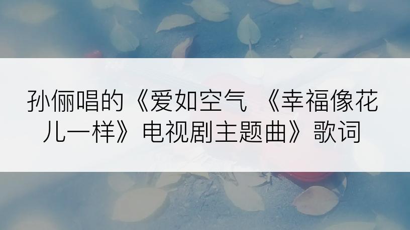 孙俪唱的《爱如空气 《幸福像花儿一样》电视剧主题曲》歌词