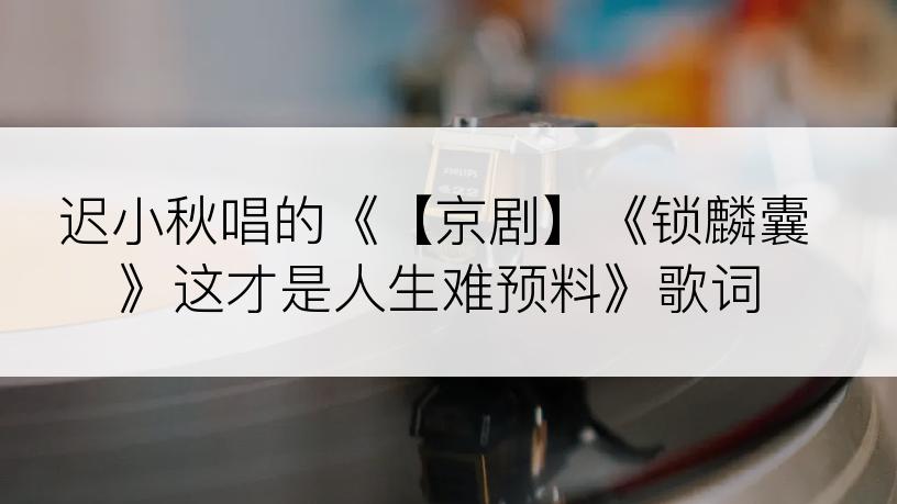 迟小秋唱的《【京剧】《锁麟囊》这才是人生难预料》歌词