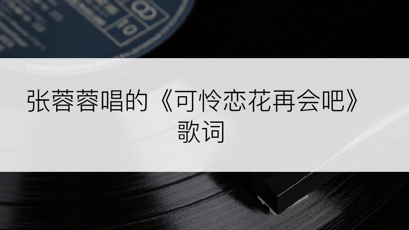 张蓉蓉唱的《可怜恋花再会吧》歌词