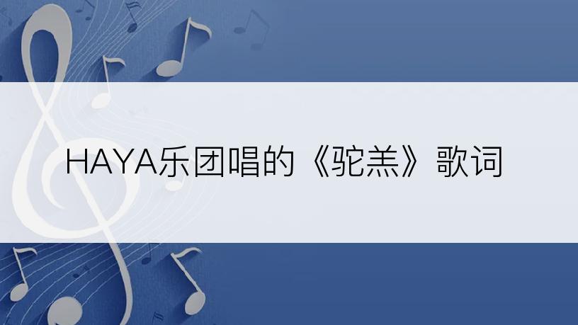 HAYA乐团唱的《驼羔》歌词