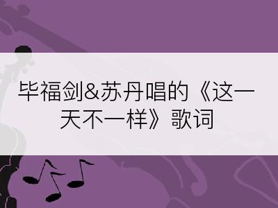 毕福剑&苏丹唱的《这一天不一样》歌词