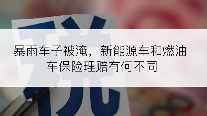 暴雨车子被淹，新能源车和燃油车保险理赔有何不同