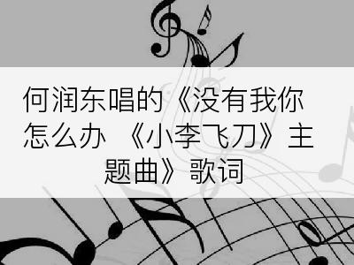 何润东唱的《没有我你怎么办 《小李飞刀》主题曲》歌词