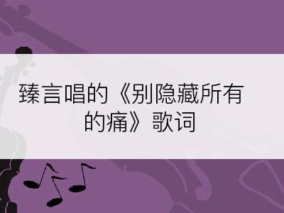 臻言唱的《别隐藏所有的痛》歌词