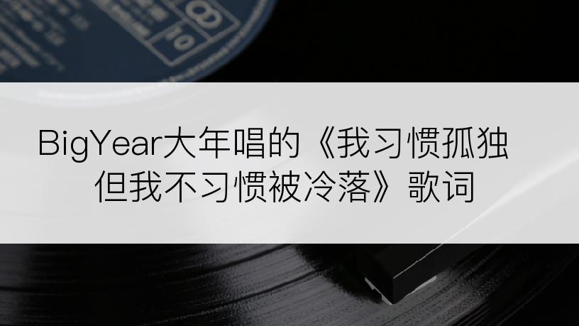 BigYear大年唱的《我习惯孤独但我不习惯被冷落》歌词