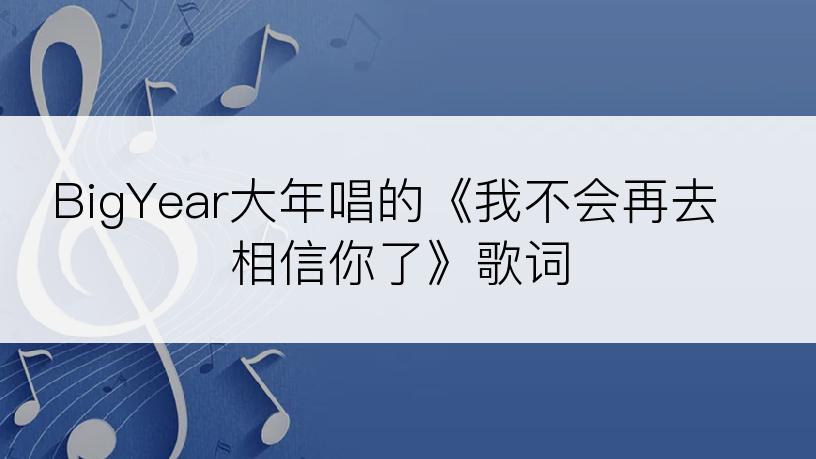 BigYear大年唱的《我不会再去相信你了》歌词