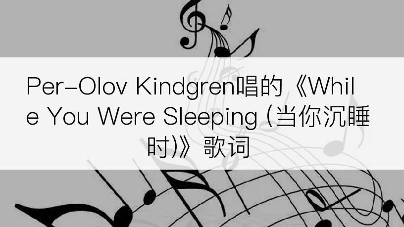 Per-Olov Kindgren唱的《While You Were Sleeping (当你沉睡时)》歌词