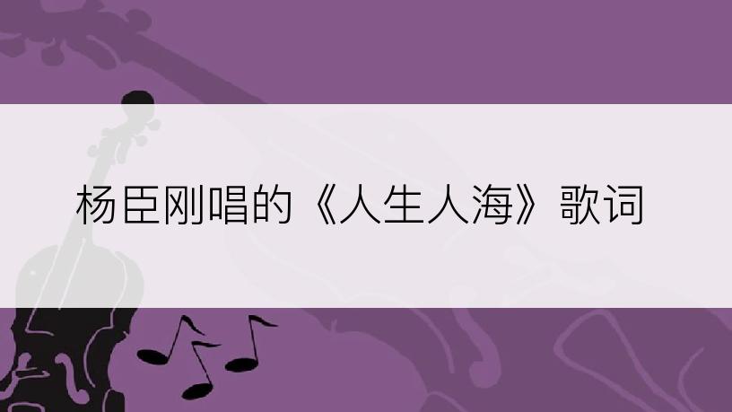 杨臣刚唱的《人生人海》歌词