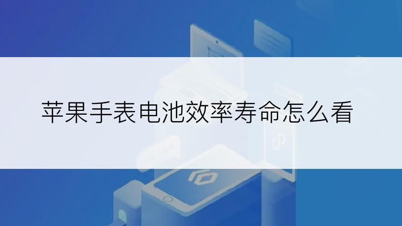 苹果手表电池效率寿命怎么看