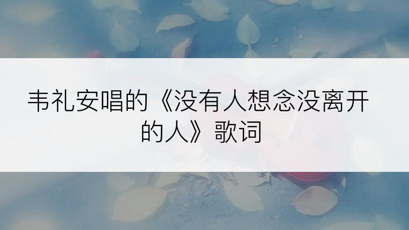 韦礼安唱的《没有人想念没离开的人》歌词