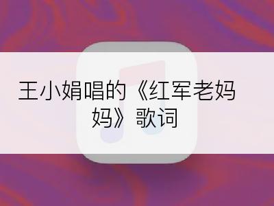 王小娟唱的《红军老妈妈》歌词