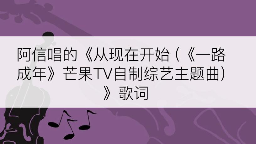 阿信唱的《从现在开始 (《一路成年》芒果TV自制综艺主题曲)》歌词