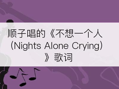 顺子唱的《不想一个人 (Nights Alone Crying)》歌词