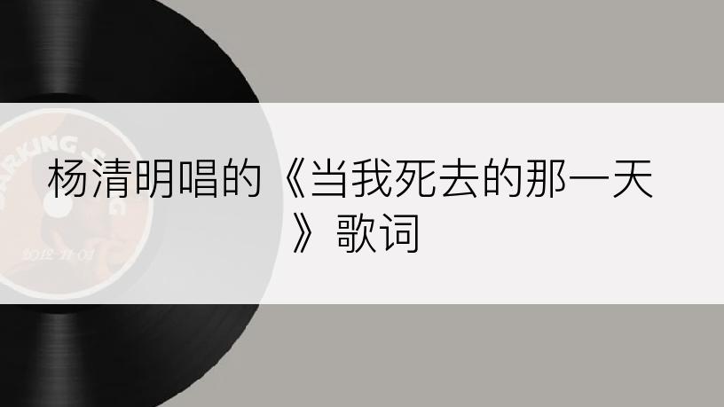 杨清明唱的《当我死去的那一天》歌词