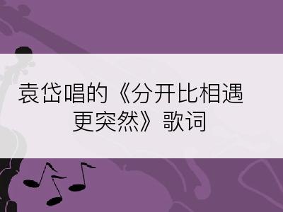 袁岱唱的《分开比相遇更突然》歌词