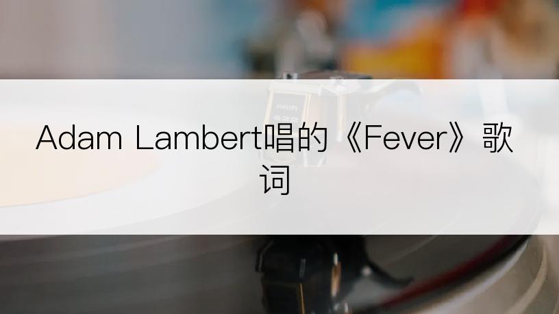 Adam Lambert唱的《Fever》歌词