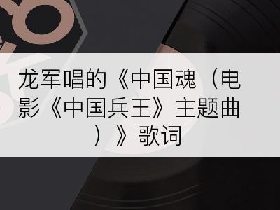 龙军唱的《中国魂（电影《中国兵王》主题曲）》歌词