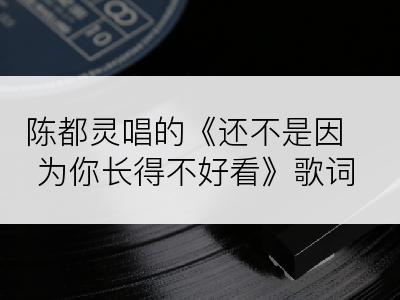 陈都灵唱的《还不是因为你长得不好看》歌词