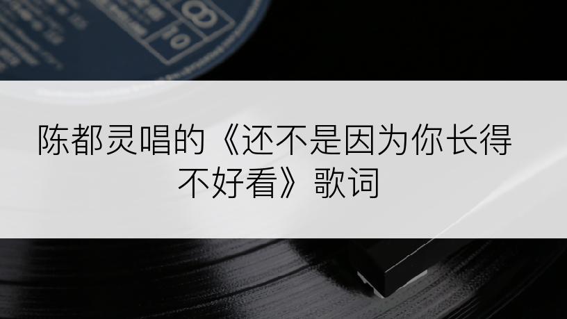 陈都灵唱的《还不是因为你长得不好看》歌词