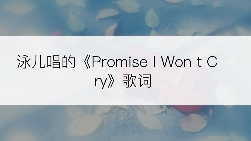 泳儿唱的《Promise I Won t Cry》歌词