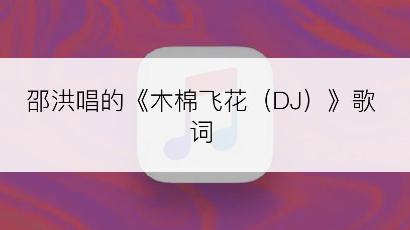 邵洪唱的《木棉飞花（DJ）》歌词