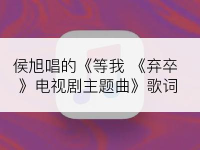 侯旭唱的《等我 《弃卒》电视剧主题曲》歌词