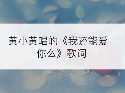 黄小黄唱的《我还能爱你么》歌词