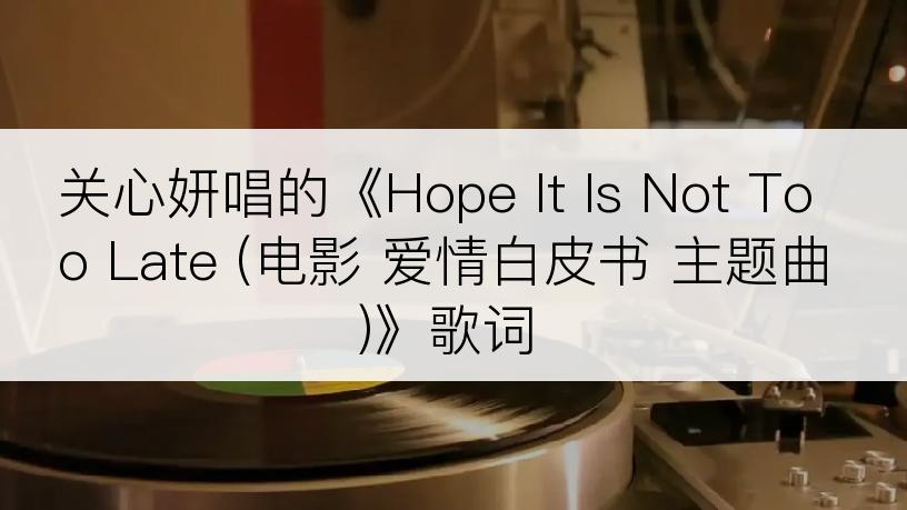 关心妍唱的《Hope It Is Not Too Late (电影 爱情白皮书 主题曲)》歌词