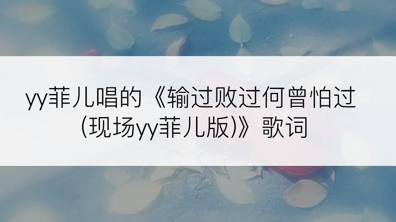 yy菲儿唱的《输过败过何曾怕过(现场yy菲儿版)》歌词