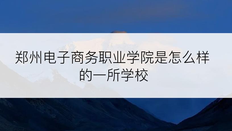 郑州电子商务职业学院是怎么样的一所学校