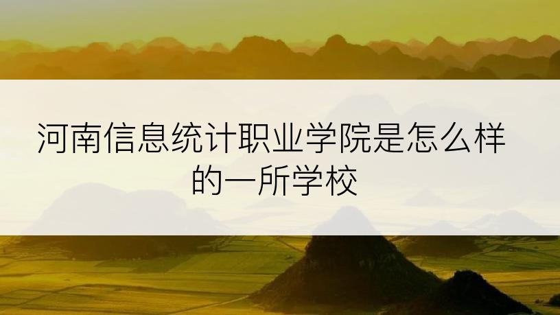 河南信息统计职业学院是怎么样的一所学校