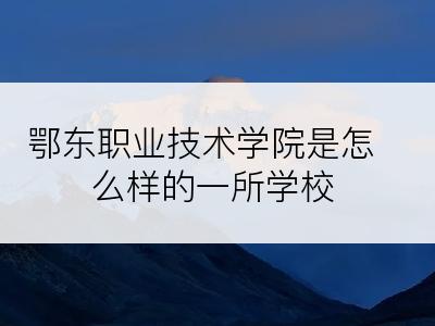 鄂东职业技术学院是怎么样的一所学校