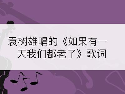 袁树雄唱的《如果有一天我们都老了》歌词